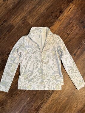 Travis Mathews- Light Floral Quarter-Zip Pullover - White/Sage/Soft Yellow  SZ S